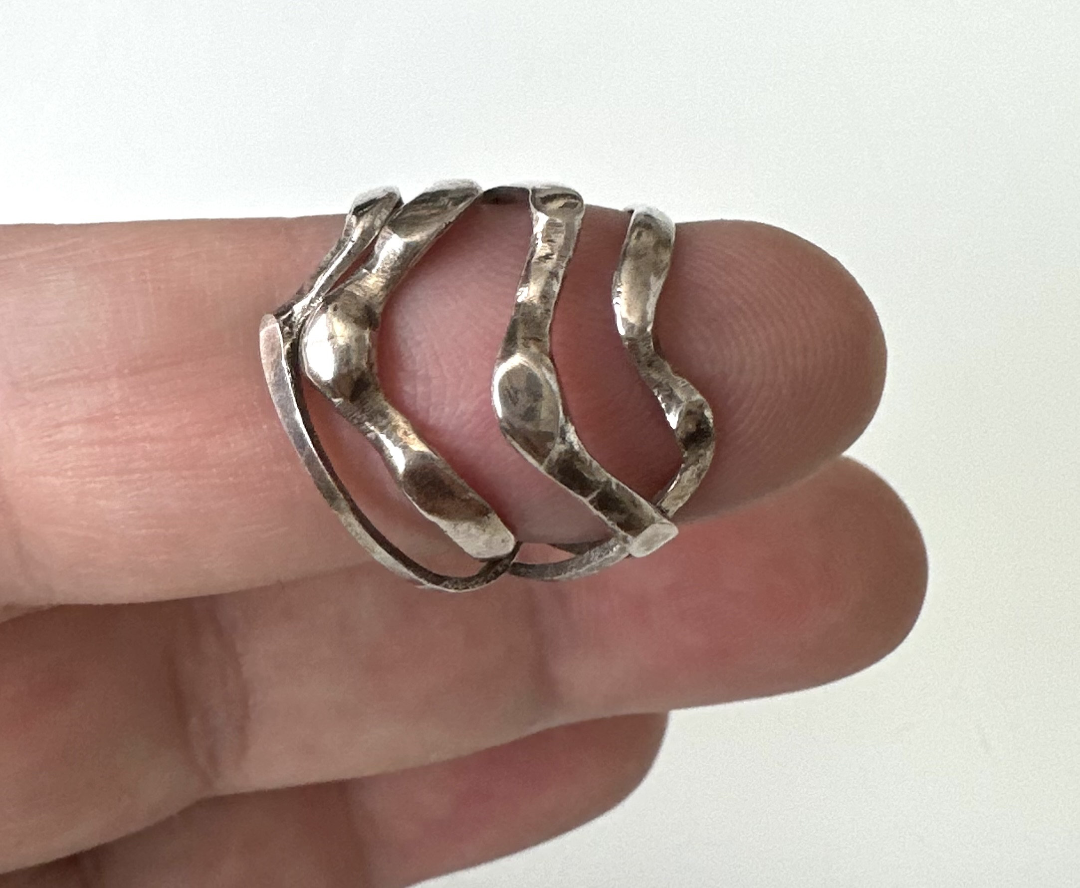 Bague Ancienne Anneau Multiple En Argent 925 - Taille 58, Vintage