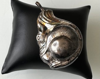 Antique silver children's rattle squirrel - formerly gilded!