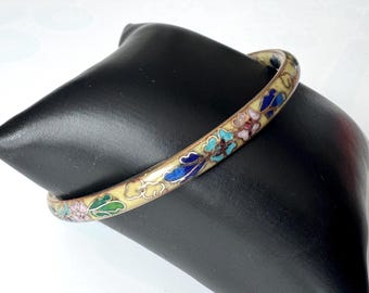 Vintage Emaille Armreif Cloisonné kunstvoller Modeschmuck!