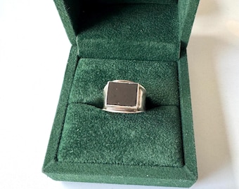 Men's Signet Ring Onyx 800 Silver Designer Ring Art Deco Men's Ring!