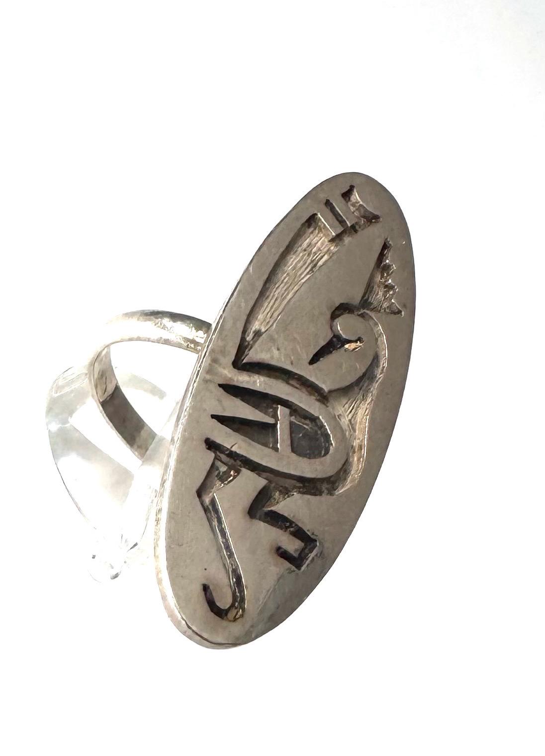 XXL Ring Clifton Mowa Hopi Sterling Silver Native American Jewelry