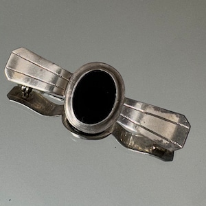 Art Deco real silver brooch with onyx - pin - antique silver jewelry!