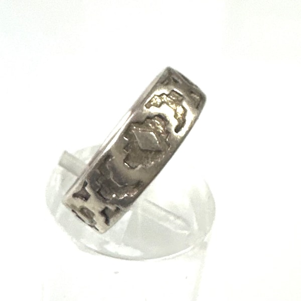Vintage 925 Silber Ring mit Muster im Mexico Inka Stil !