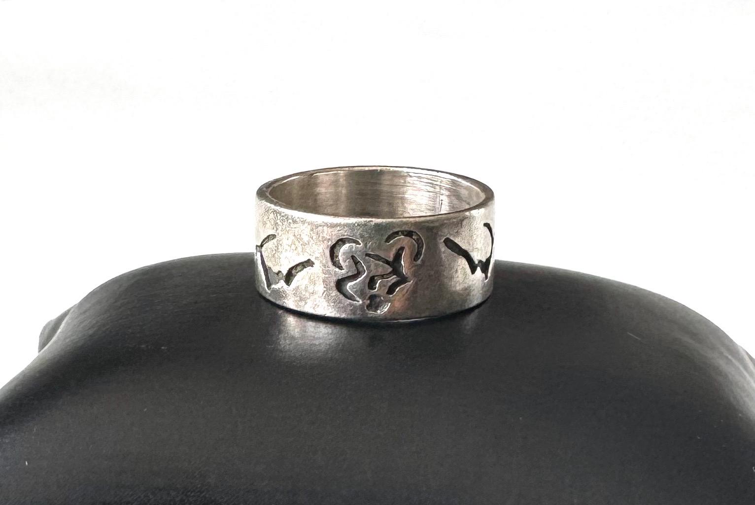 Wide 925 silver designer ring – ring size 59, master mark DH!