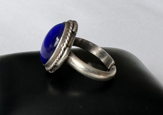 Vintage 925 Silber Ring mit Blauem Glasstein - Ei… - image 4