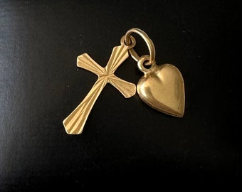 Gold pendant 750 gold heart cross 18 karat yellow gold!
