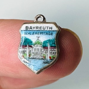 800 silver enamel coat of arms pendant Bayreuth charm bracelet!