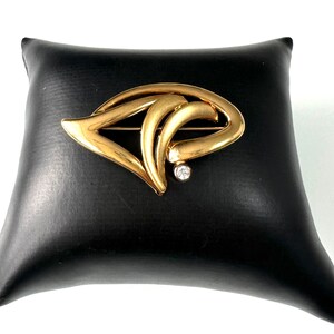Vintage brooch Amerik Teka Gold Double with glittering stone! Theodor Klotz!