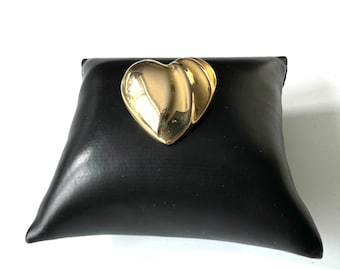 Broche Fantaisie En Forme De Cœur Doré Avec Pierre - Bijou D'occasion