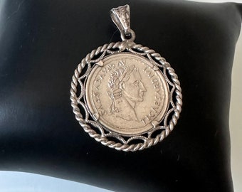 Rareté! Pendentif pièce médaille en argent dans une monture en argent 835 - Augusta Vindelicorum 1985 - Ticaesardivi