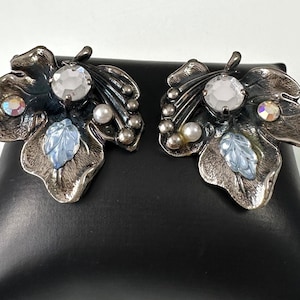 Clipes de orelha vintage W.Alemanha metal com design de folha!