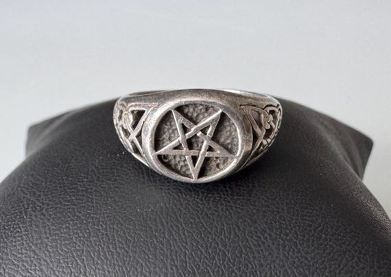 Solid 925 silver ring with pentagram and Celtic k… - image 7