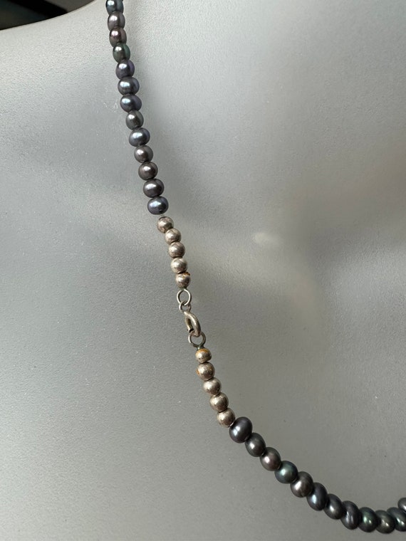 Perlenkette mit Silberkugeln 925 Silber - dunkle … - image 4