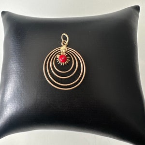 Elegant gold-colored mid-century pendant with coral!