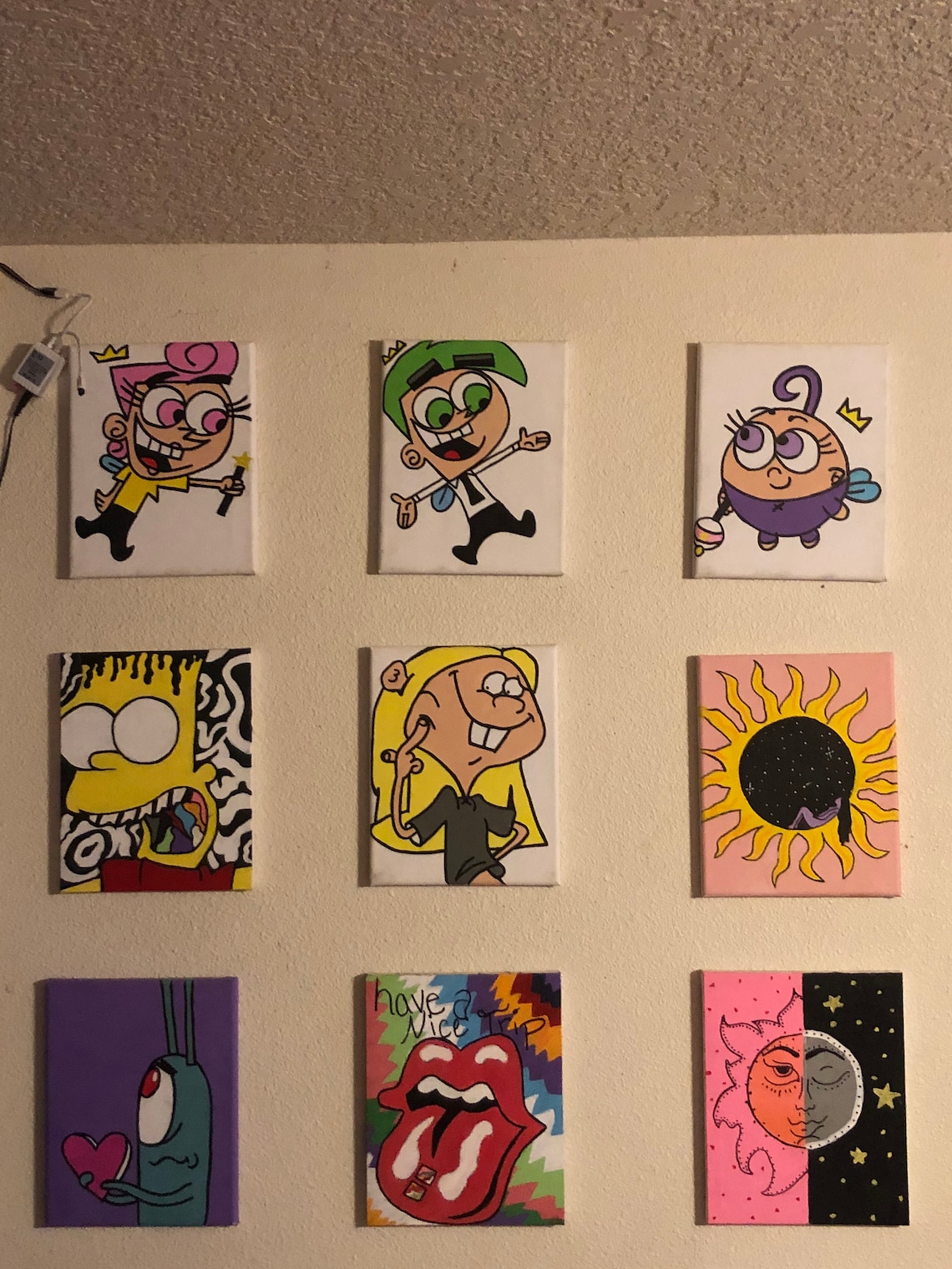 Cartoon canvas paintings Etsy