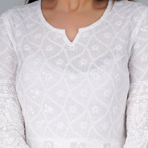 JG JAI GOVINDAM Chikankari Cotton Anarkali Kurti Femme - Kurta Pant Avec Dupatta Set Indien Pakistanais