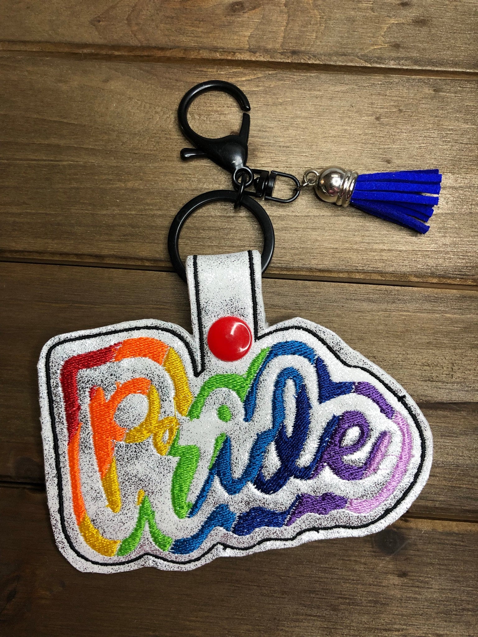 Rainbow Pride Embroidered Keychain Gay Rainbow Keychain Etsy UK