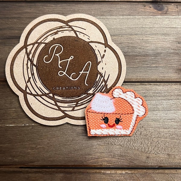 Small Textured Cute Face Pumpkin Pie Slice Feltie - Badge Reel, Planner Accessories, Hair Bows, Snap Clip Covers, Center, Embellishments