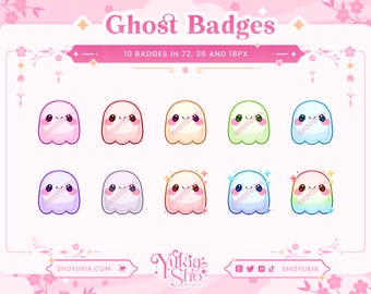 Halloween Kawaii Ghost Sub Badges for Twitch/YouTube/Kick/Discord | Bit Badges | Twitch Sub Badges | Subscriber Badges | Discord Roles