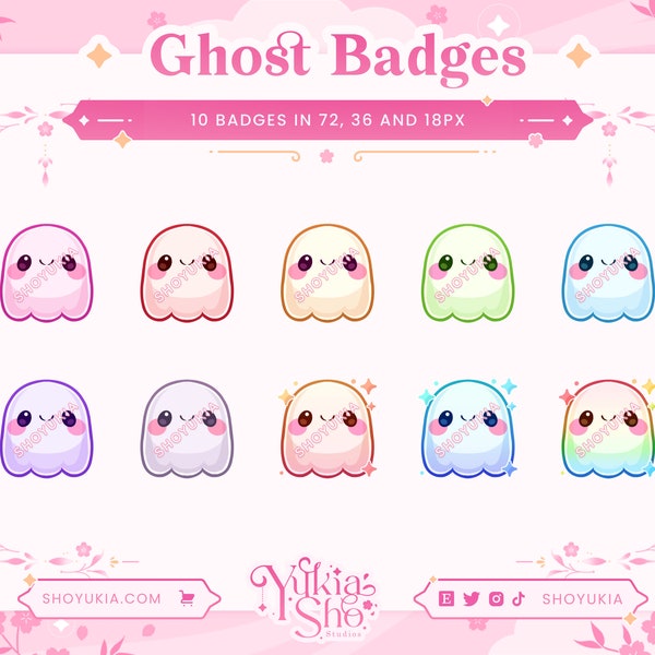 Halloween Kawaii Ghost Sub Badges for Twitch/YouTube/Kick/Discord | Bit Badges | Twitch Sub Badges | Subscriber Badges | Discord Roles