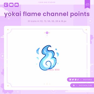 Twitch-kanalpunktsikon: Yokai Flame (blå) | Streamer-emotes, prenumerationsmärken för Discord och YouTube