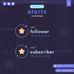Luminous Star Animated  Stream Alerts (Blue) | Twitch & YouTube Stream Overlay Package