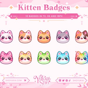 Kitten Sub Badges for Twitch/YouTube/Kick/Discord Bit Badges Twitch Sub Badges Subscriber Badges Discord Roles Twitch Graphics image 1