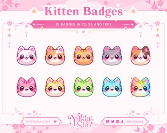 Kitten Sub Badges for Twitch/YouTube/Kick/Discord | Bit Badges | Twitch Sub Badges | Subscriber Badges | Discord Roles | Twitch Graphics