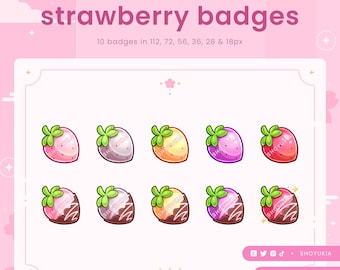 Twitch-subbadges: aardbei | Bitbadges, kanaalpuntpictogrammen voor Discord en YouTube
