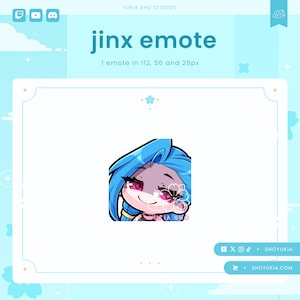 Jinx Smug Twitch Emote | Cute LoL Emote Pack for Streamers, YouTube, Discord, Tiktok