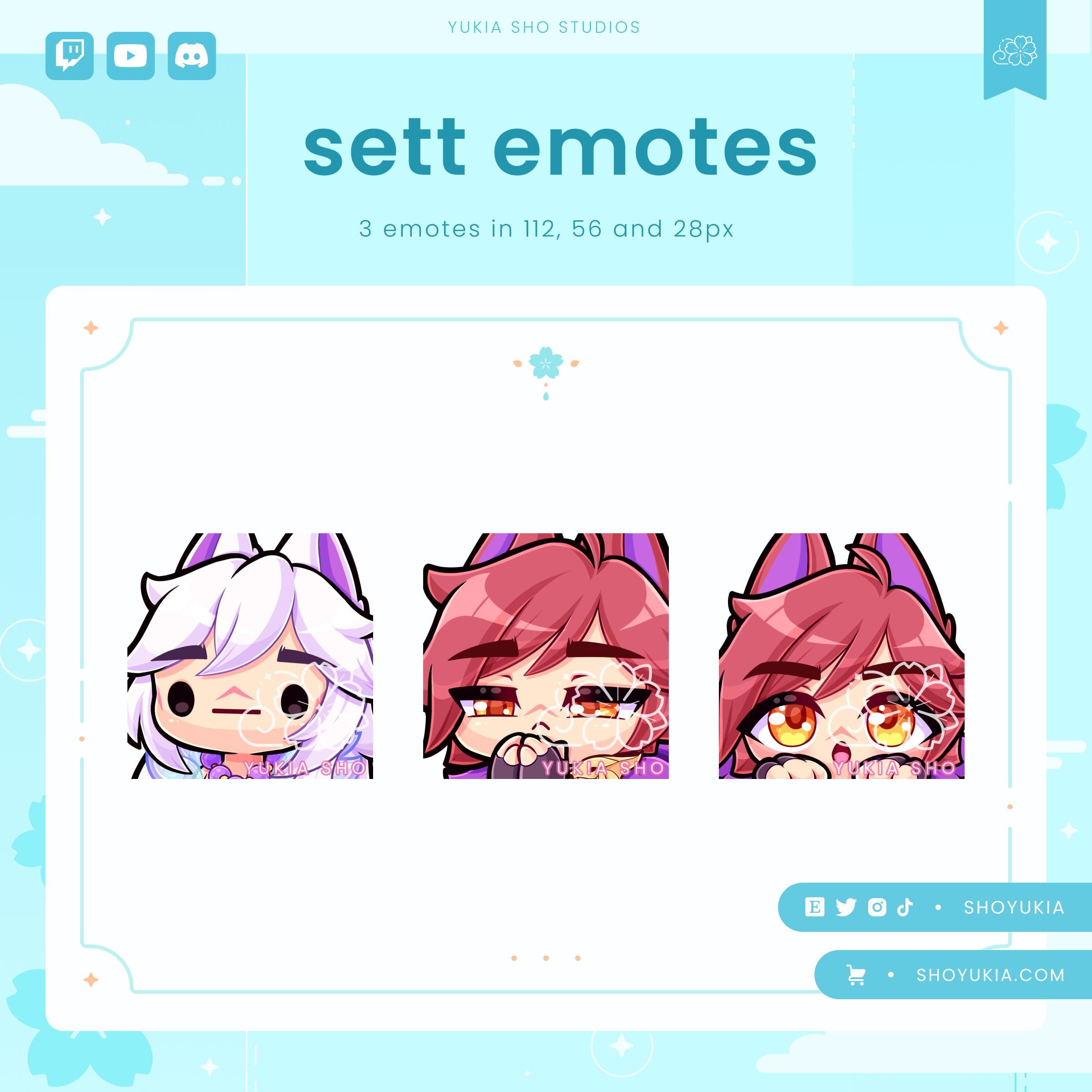 Sett Twitch Emote Pack | Cute LoL Emotes for Streamers, YouTube, Discord, Tiktok