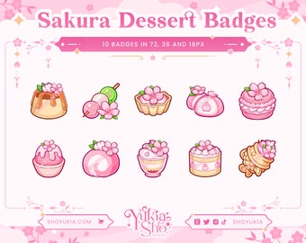 Sakura Japanese Desserts Sub Badges for Twitch/YouTube/Kick/Discord | Bit Badges | Twitch Sub Badges | Subscriber Badges | Discord Roles