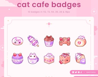 Cat Cafe  (Purple) Twitch Sub Badges | Bit Badges & Channel Points for Discord