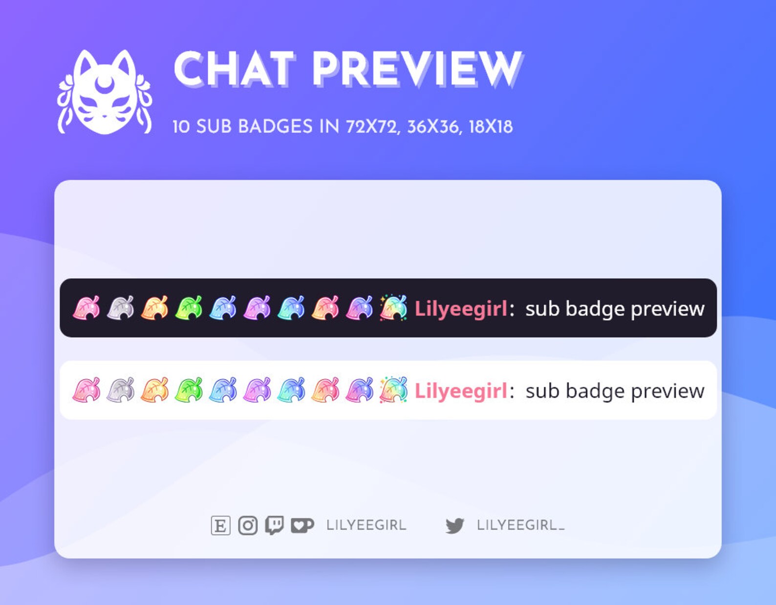 AC Leaf Sub Badges for Twitch/YouTube Streamer Emotes Bit