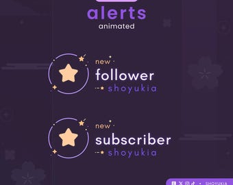 Animated Stream Alerts : Luminous Star (Purple) | Graphics for YouTube & Streamers