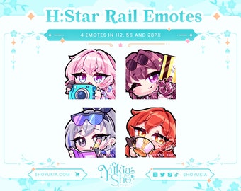 H:Star Rail Emote Set for Twitch/Discord/Youtube |  Custom Twitch Emotes | Discord Emotes | Discord Stickers | Stream Emotes | Chibi Emotes