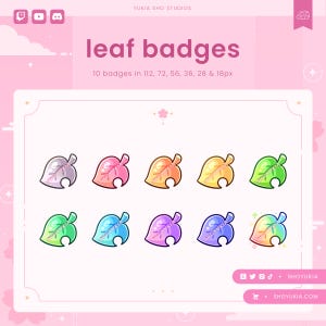 AC Leaf Twitch Sub Badges | Cute Stream Badges, Bit Badges, Channel Points Icon, Emotes for Streamers, Discord & YouTube