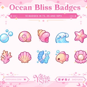 Ocean Bliss Sub Badges (Pink) for Twitch/YouTube/Discord | Bit Badges | Twitch Sub Badges | Stream Badges | Discord Roles | Youtube Badges