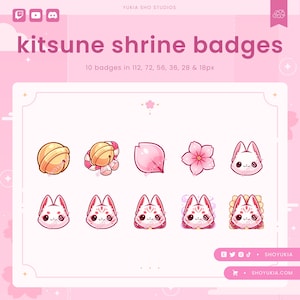 Kitsune Shrine (Red) Twitch Sub Badges  | Cute Stream Badges, Bit Badges, Channel Points Icon, Emotes for Streamers, Discord & YouTube