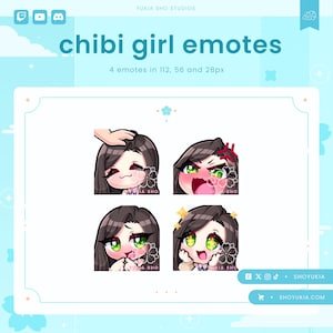 Chibi Girl Twitch Emote Pack (Set 2) | Cute Stream Emotes for YouTube, Discord & PNGTuber VTuber Assets