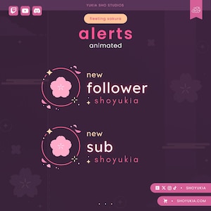 Animated Stream Alerts : Fleeting Sakura (Pink) | Graphics for YouTube & Streamers