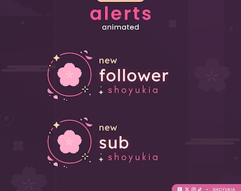 Animated Stream Alerts : Fleeting Sakura (Pink) | Graphics for YouTube & Streamers