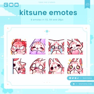 Kitsune Twitch Emote Pack (Red) | Cute Animal Emotes for Streamers, YouTube, Discord, Tiktok