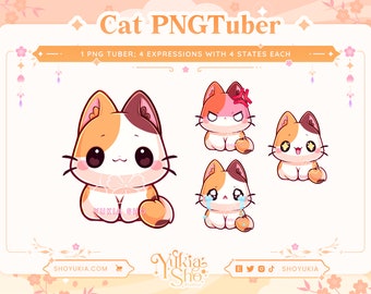 Calico Cat PNGTuber Model for Twitch/YouTube | Vtuber Model | PNGTuber Twitch | Vtuber Assets | PNGTuber Premade | Cat Vtuber | Cute Vtuber