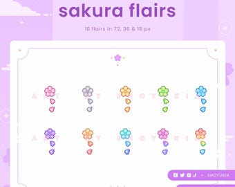 Sakura Twitch Badge Flair | Cute Add-On Icons for Tiered Stream Sub Badges