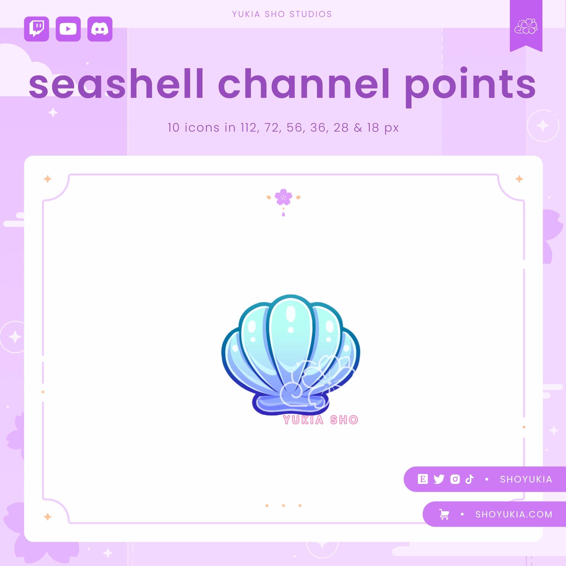 Muschel (Blau) Twitch Channel Punkte Icon| Niedliche Emotes, Sub Badges für Streamer, YouTuber, Discord und YouTube