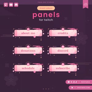 Dream Sakura Twitch Panels (Blush) | Customizable Minimal Aesthetic Cherry Blossom Stream Panels