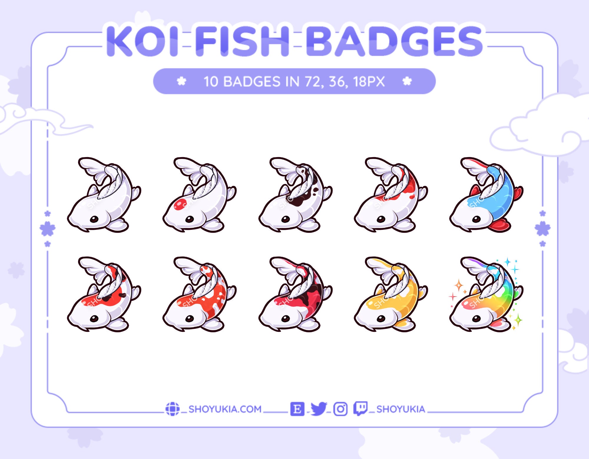 Koi Fish Sub Badges per Twitch / YouTube / Discord / Bit Badge Etsy