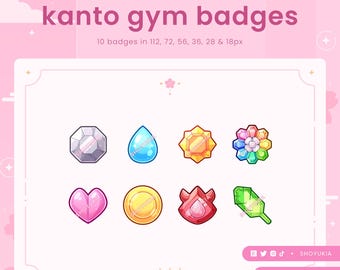 Twitch Sub Badges : PKMN Gym Badges | Channel Point Icons for Discord & YouTube