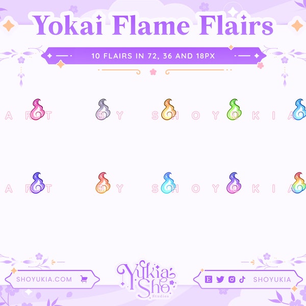 Yokai Flame Twitch Sub Badge Flair | Bit Badges | Twitch Sub Badges | Twitch Flair | Badge Flair | Badge Flair Twitch | Cute Sub Badges